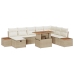 Conjunto de Sofá de Jardín de 9 Piezas con Cojines Beige Ratan