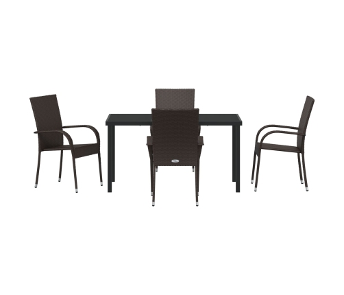 Juego de Comedor de Jardín de 5 Piezas Marrón Rattan Polimérico