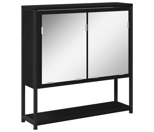 Espejo-Cabinet para Baño Roble Negro 60x16x60 cm Madera de ingeniería