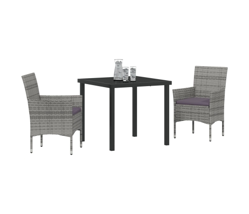 Conjunto de Comedor de Jardín de 3 Piezas Gris Ratán PE