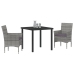 Conjunto de Comedor de Jardín de 3 Piezas Gris Ratán PE
