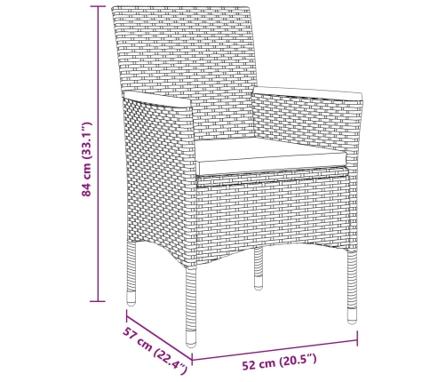Juego de Comedor de Jardín  3 Piezas Rattan de Poliéster Gris