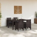 Conjunto de Comedor de Jardín de 5 Piezas con Cojines Poliratán Marrón