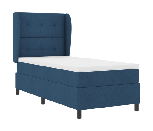 Cama Box Spring  con Colchón Azul 100x200 cm Tela