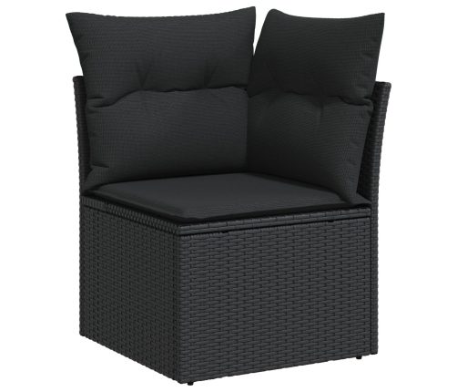 Conjunto de Comedor de Jardín de 5 Piezas con Cojines Negro Poliratán Acacia