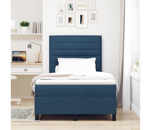 Cama con Somier  con Colchón Azul 120x200 cm Tela