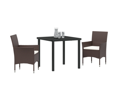 Conjunto de Comedor de Jardín de 3 Piezas Marrón Poliratán