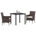 Conjunto de Comedor de Jardín de 3 Piezas Marrón Poliratán