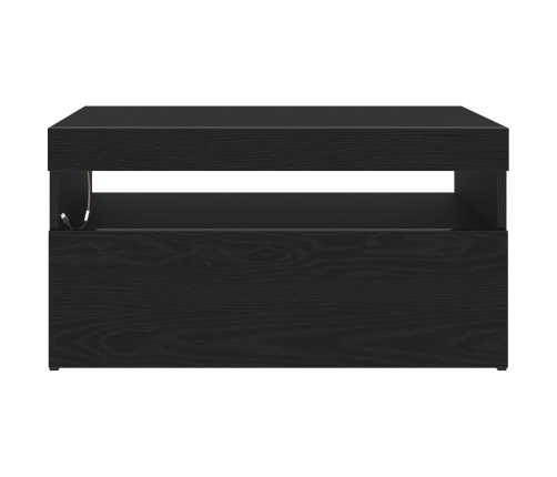 Mueble para TV  con luces LED en negro y roble, 75x35x40 cm, de madera