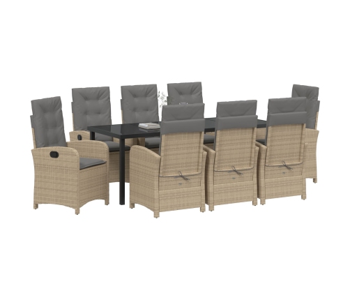 Conjunto de Comedor de Jardín de 9 Piezas con Cojines Beige