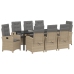 Conjunto de Comedor de Jardín de 9 Piezas con Cojines Beige