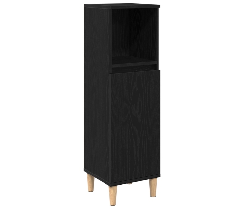 Armario de baño  Negro Roble 30x30x100 cm Madera elaborada
