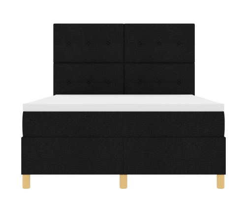 Cama de Muelles  con Colchón Negra 140x200 cm Tela