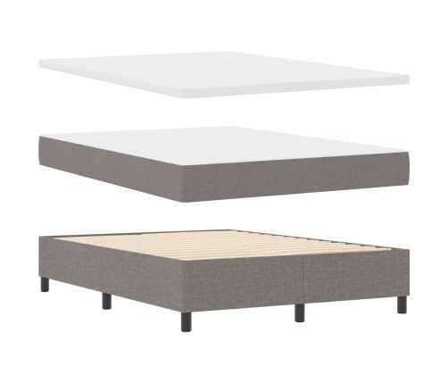 Cama con Box Spring con Colchón y Banco Taupe 140x190 cm Tela