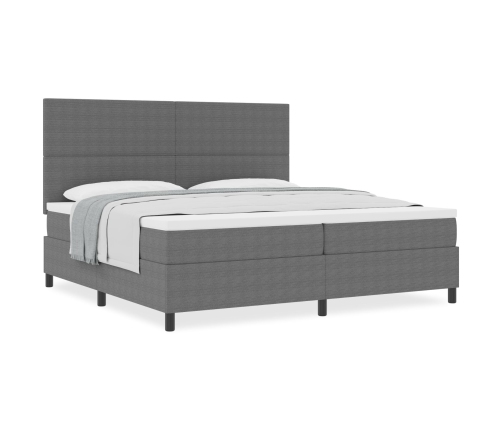 Cama con Somier  con Colchón Gris Claro 200x200 cm Tela de Pana