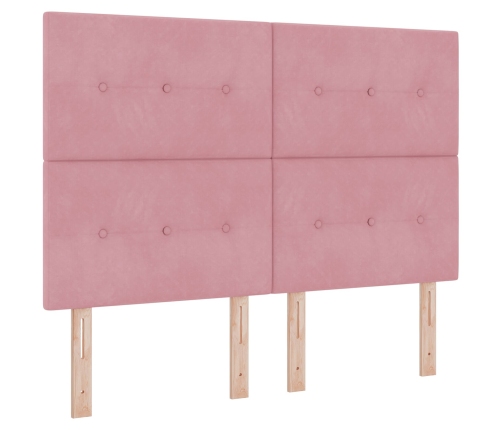 Cama Box Spring  con colchón Rosa 140x190 cm Terciopelo