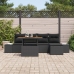 Conjunto de Comedor de Jardín de 6 Piezas con Cojines Negro Poliratán Acacia