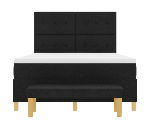 Cama con somier y colchón negro 140x200 cm tela