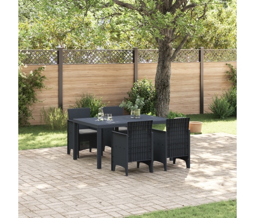 Juego de Comedor de Jardín de 5 Piezas con Cojines Anthracite Poly Rattan