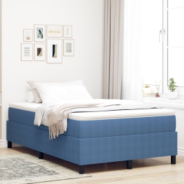 Cama Box Spring  con Colchón Azul 120x200 cm Tela de Corduroy