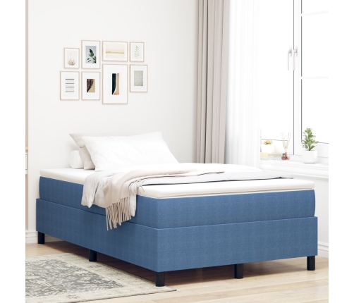 Cama Box Spring  con Colchón Azul 120x200 cm Tela de Corduroy