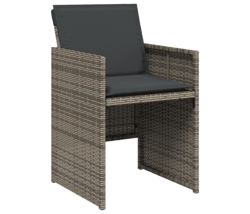 Conjunto de Comedor de Jardín de 5 Piezas con Cojines Ratán Polivalente Gris