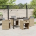 Conjunto de Comedor de Jardín  de 5 Piezas con Cojines Beige Poliratán