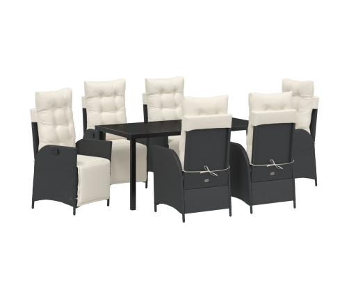 Conjunto de Comedor de Jardín de 7 Piezas  Negro Ratán Poliéster