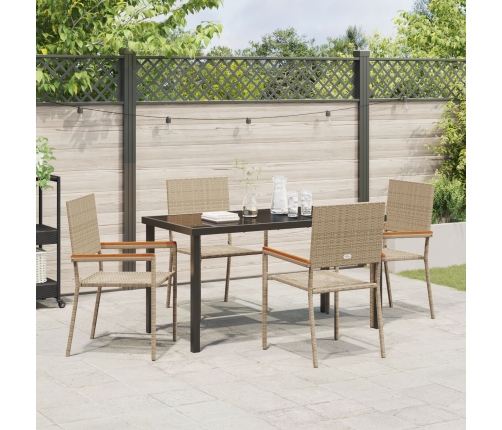 Conjunto de Comedor de Jardín de 5 Piezas de Poliratán Beige