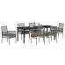 Conjunto de comedor de jardín de 7 piezas con cojines gris poliratán