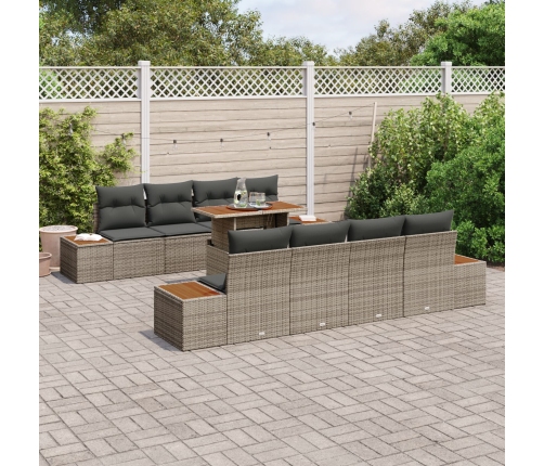 Set de Sofá de Jardín  Conjunto de 9 Taupe Ratán