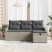 Conjunto de 4 Piezas de Sofá de Jardín con Cojines Gris Claro Rattan