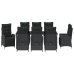Conjunto de Comedor de Jardín de 9 Piezas  Negro Poliratán