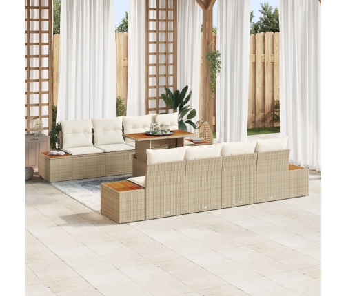 Conjunto de sofá de jardín  Conjunto de 9 piezas Beige Ratán