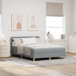 Cama con somier  con colchón y LED Gris claro 140x190 cm Tela