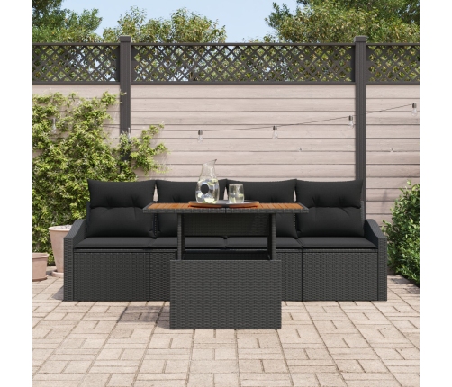 Set de Sofás de Jardín  Conjunto de 5 Negro Ratán