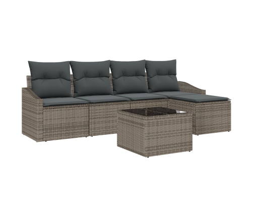 Conjunto comedor jardín 5 piezas con cojines Ratán negro