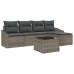Conjunto comedor jardín 5 piezas con cojines Ratán negro