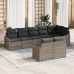 Conjunto de Comedor de Jardín de 8 Piezas con Cojines Gris de Ratán Sintético