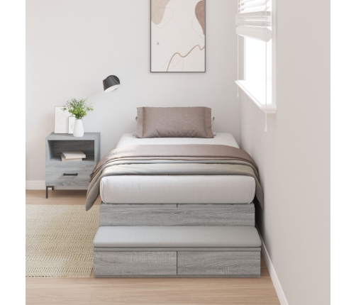 Marco de cama con almacenamiento  Gris sonoma Madera contrachapada