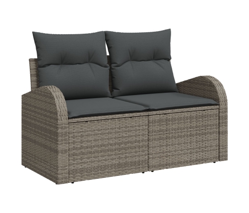 Conjunto de Sofás de Jardín de 9 Piezas con Cojines Gris de Poliratán Acacia