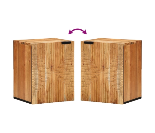 Gabinete de Baño Suspendido  38x33,5x48 cm de Madera Maciza de Acacia