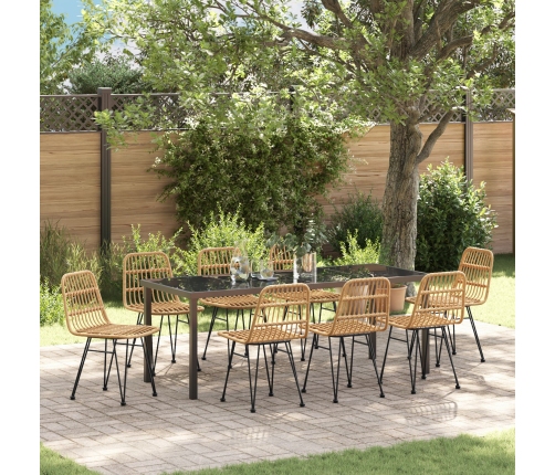 Conjunto de Comedor de Jardín  de 9 Piezas Marrón Poliratán