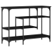 Mesa Consola  Negra de Roble 100x35x75 cm de Madera Engineered y Acero