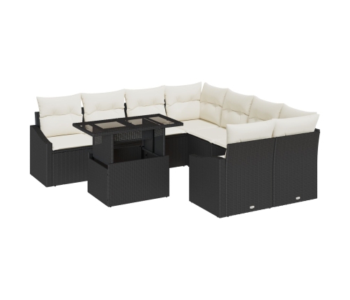 Conjunto de Sofás de Jardín  Conjunto de 9 Beige, Marrón