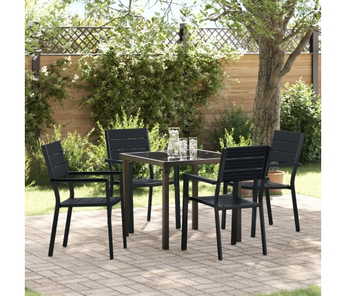 Juego de Comedor de Jardín de 5 Piezas Negro HDPE