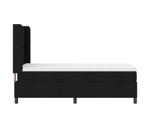 Cama Box Spring  con Colchón y LED Negro 90x200 cm Tela