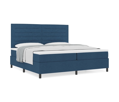 Cama de Base de Muelles  con Colchón Azul 200x200 cm Tela