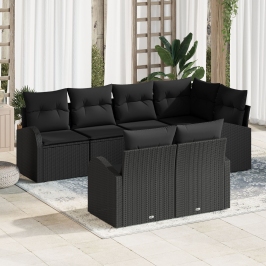 Conjunto de Sofá de Jardín  Set de 7 Negro