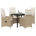 Set de Comedor de Jardín de 5 Piezas  con Almohadones Beige Poliratán